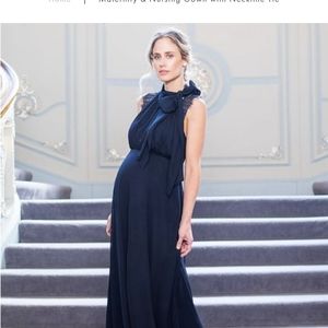 Seraphine Luxe Maternity & Nursing Gown with Neckline Tie